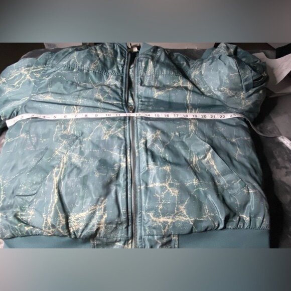 BDG Light Green Marble Print Puffer Bomber Jacket Size S - Picture 10 of 16
